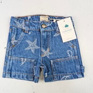 Fin & Vince Paisley Carpenter Jean Shorts - 6-12 Months